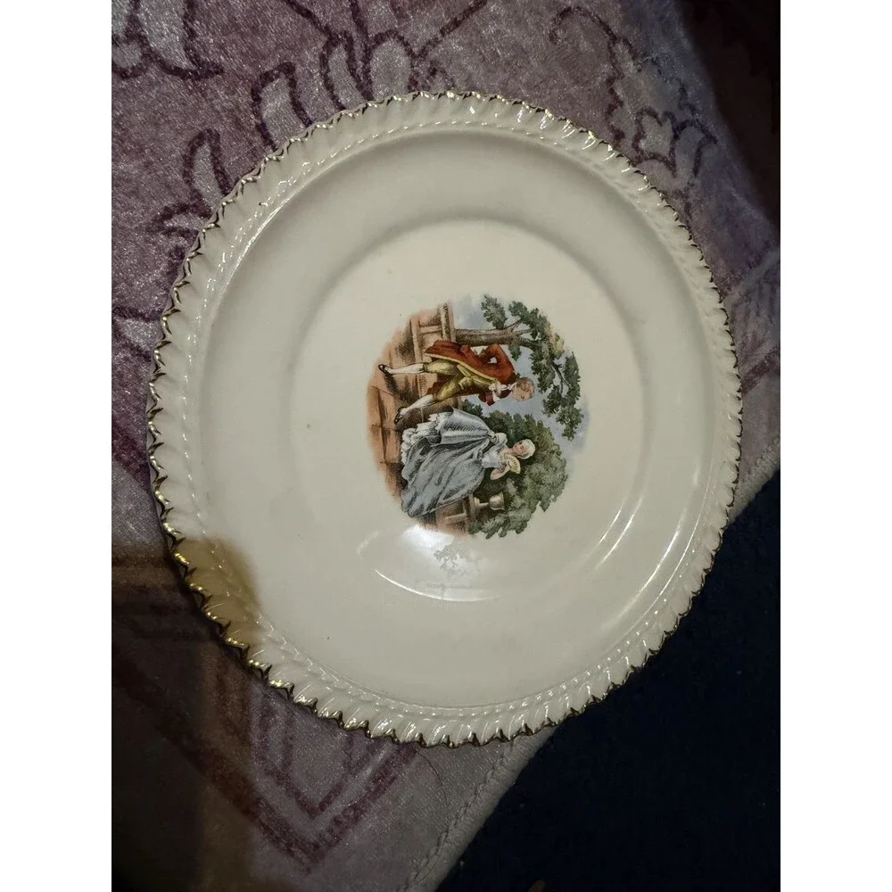 The Harker Pottery Co. Made in USA 22 KT Gold Trim Colonial  6-1/4 inch